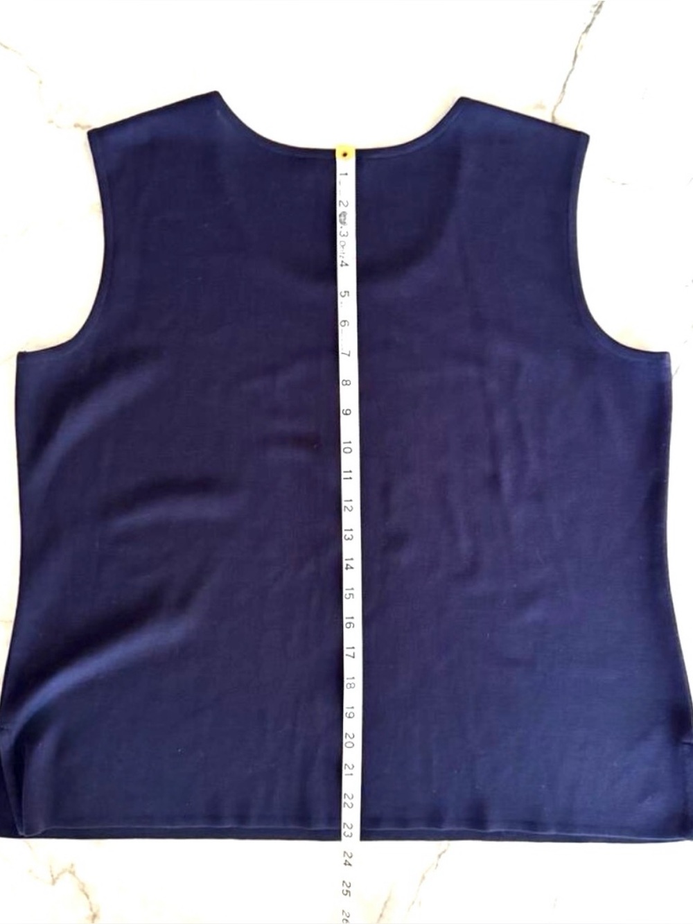 Misook Top Sz PXL Navy Knit Layering Tank Scoop Neck Classic Travel Shell Blouse - Picture 5 of 5